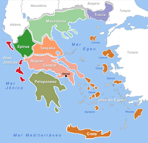 Mapa vinícola da Grécia