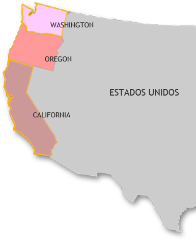 Mapa vinícola da West Coast