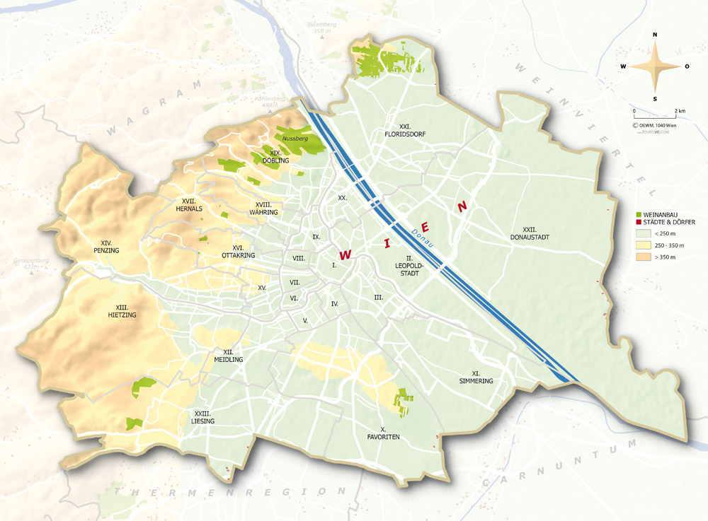 Mapa vinícola de Wien (Vienna) - imagem Austrian Wine