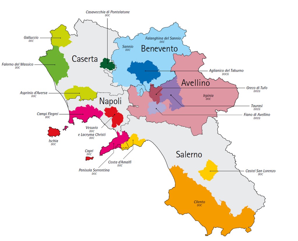 Mapa vinícola da Campania