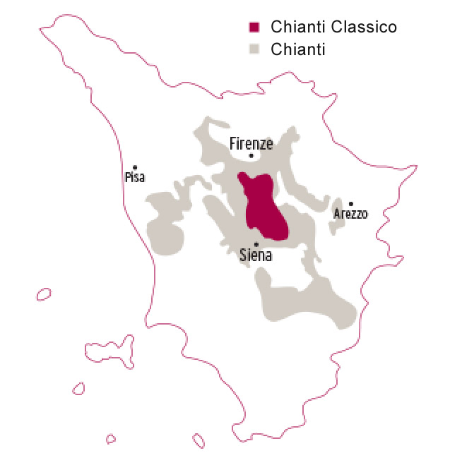 Mapa vinícola da região do Chianti (imagem Chianti Classico)