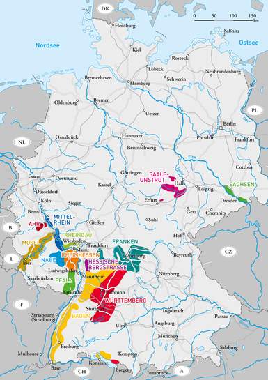 Mapa vinícola da Alemanha