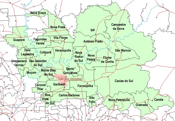 Mapa vinícola da Serra Gaúcha